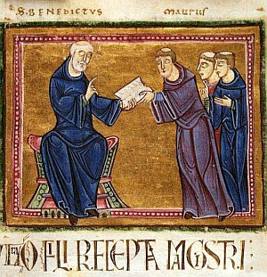 Benedikt izroča Pravilo menihom