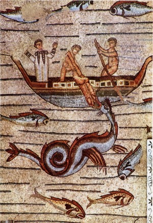 Oglejski mozaik, Jona vržejo v morje